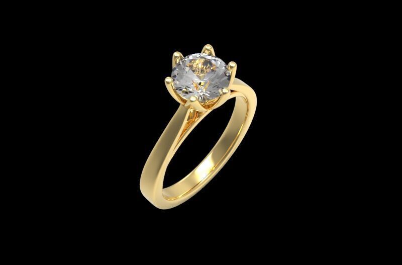 Solitaire Engagement Ring 3D print model_3