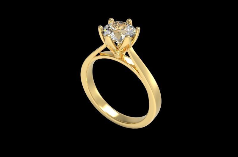 Solitaire Engagement Ring 3D print model_5
