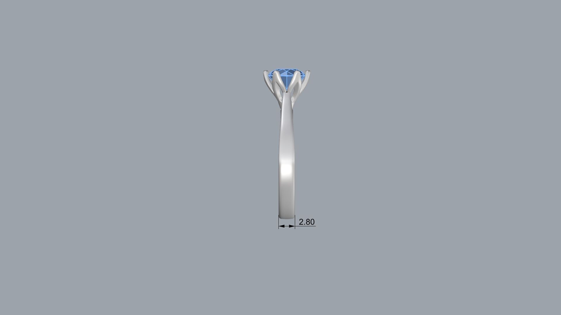 Solitaire Engagement Ring 3D print model_12