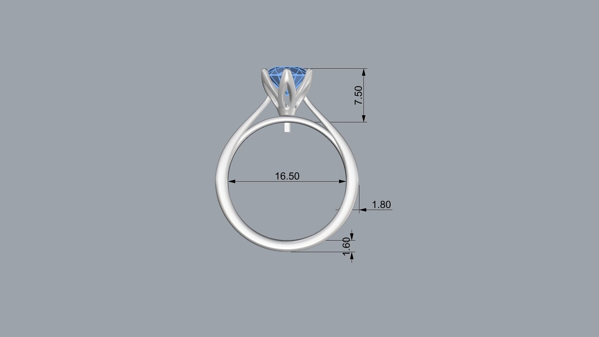 Solitaire Engagement Ring 3D print model_13