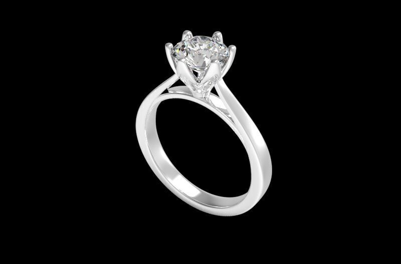 Solitaire Engagement Ring 3D print model_4