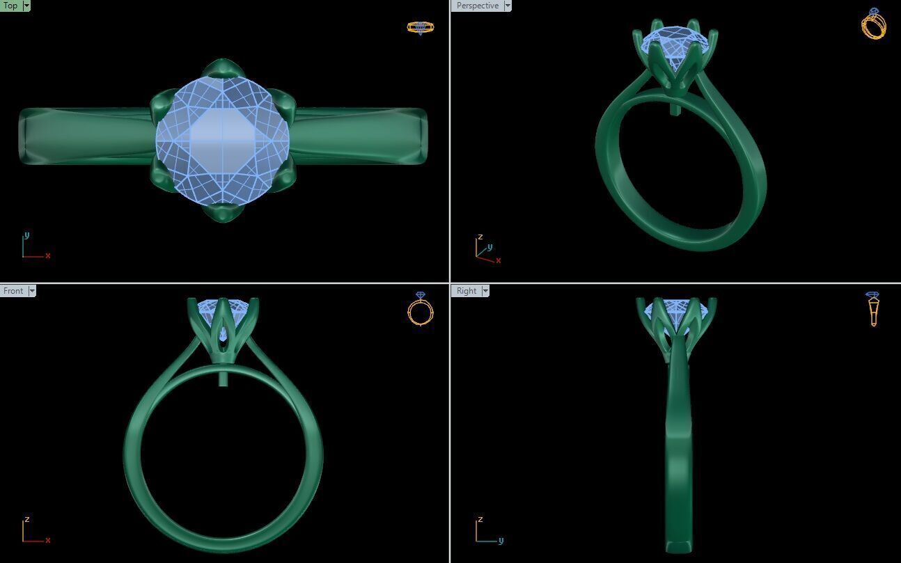 Solitaire Engagement Ring 3D print model_17