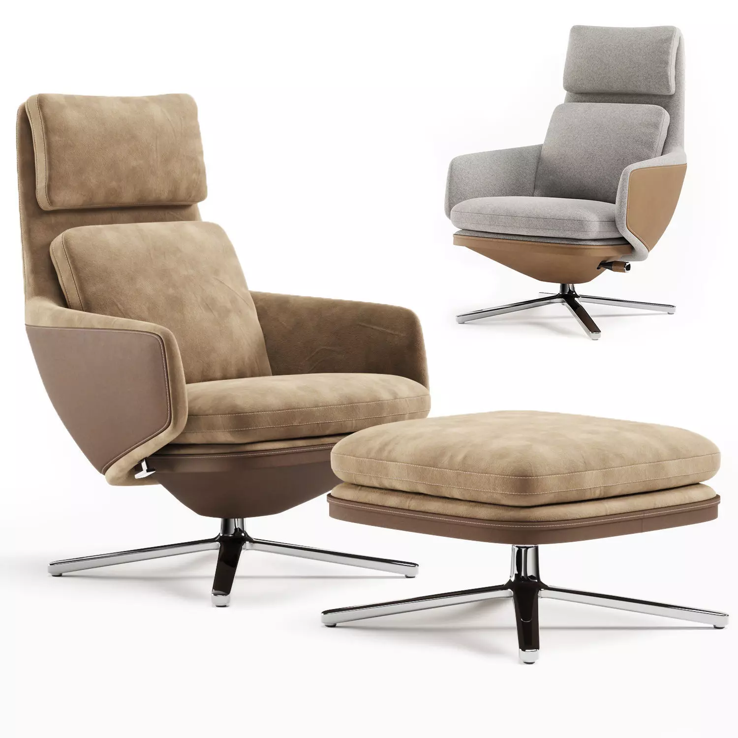 Vitra Chair Grand Relax and Ottoman 3D model