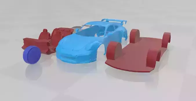 Porsche 911 TECHART GTstreet R 2022 - Separate Parts 3D Model