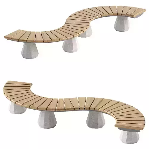 CONCRETE MODULAR BENCH 156 3D model