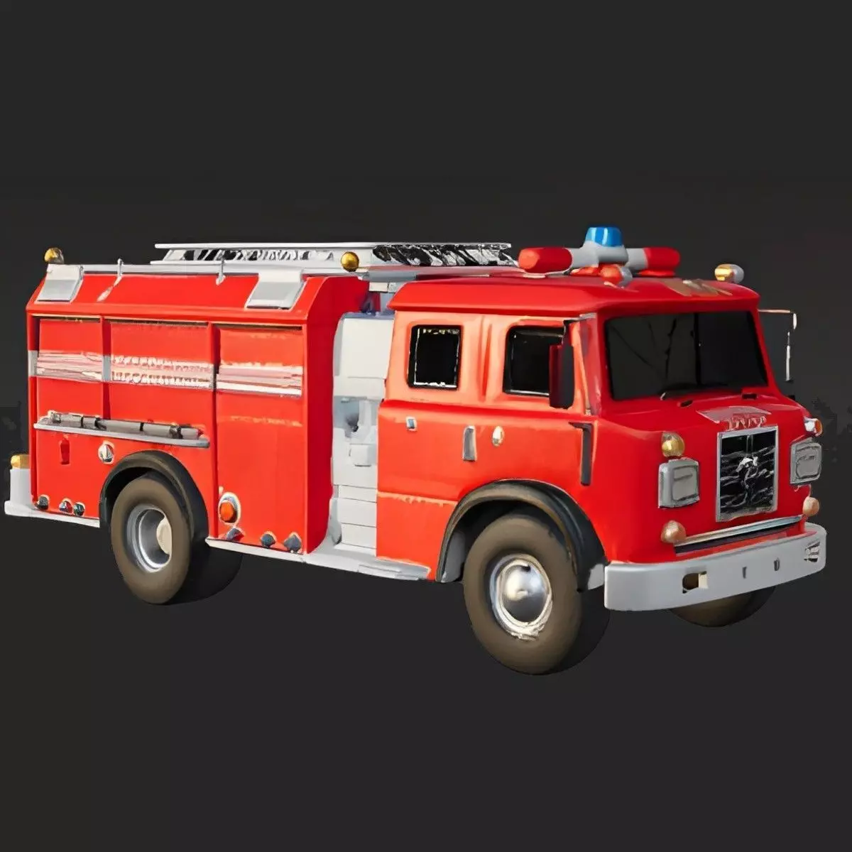 Realistic Detailed Fire Truck 3D Model - Emergency  3D print model_0