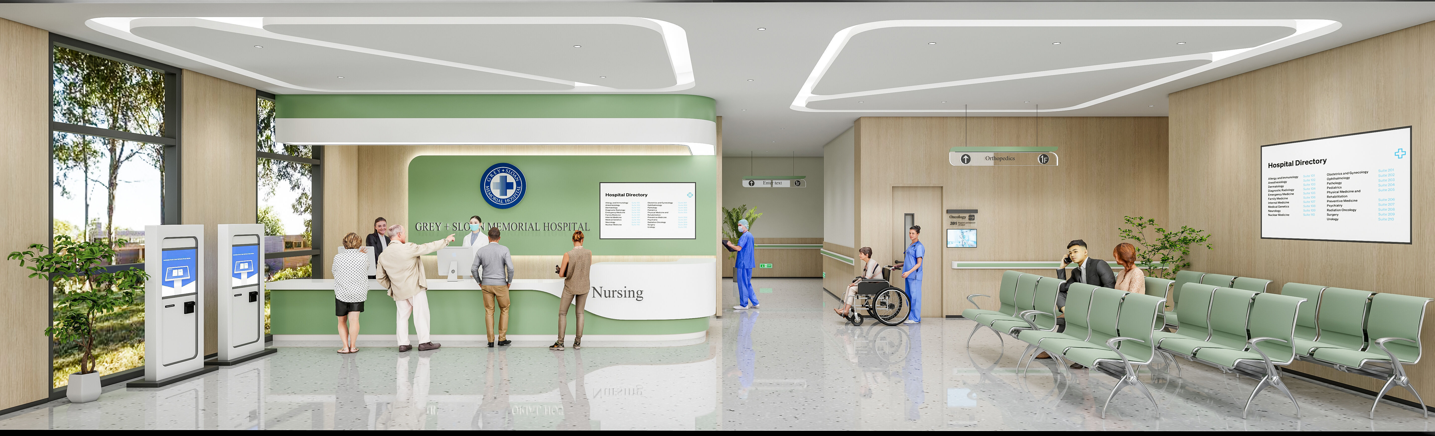 Hospital lobby reception hall 9 3D model_2
