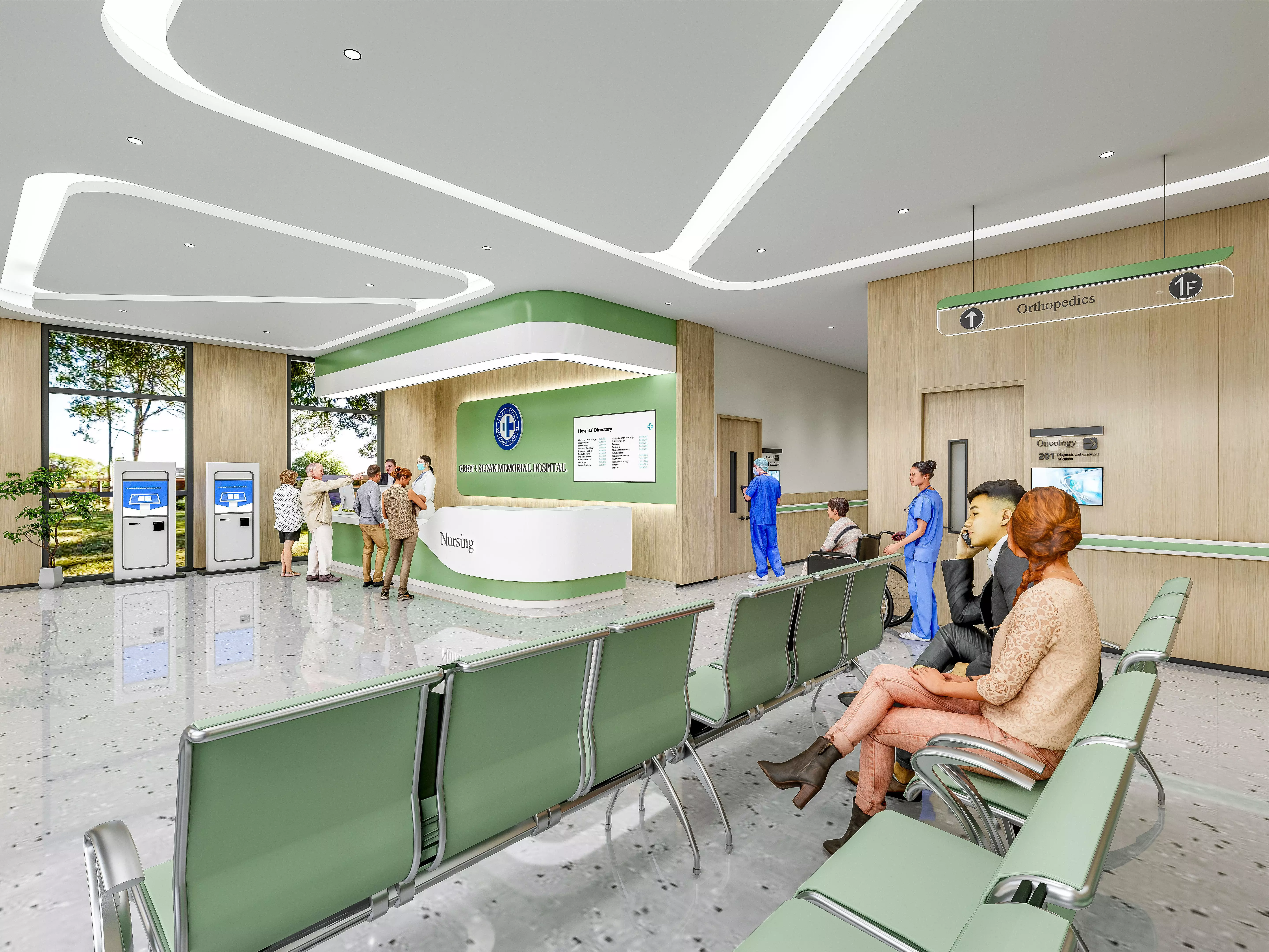 Hospital lobby reception hall 9 3D model_0