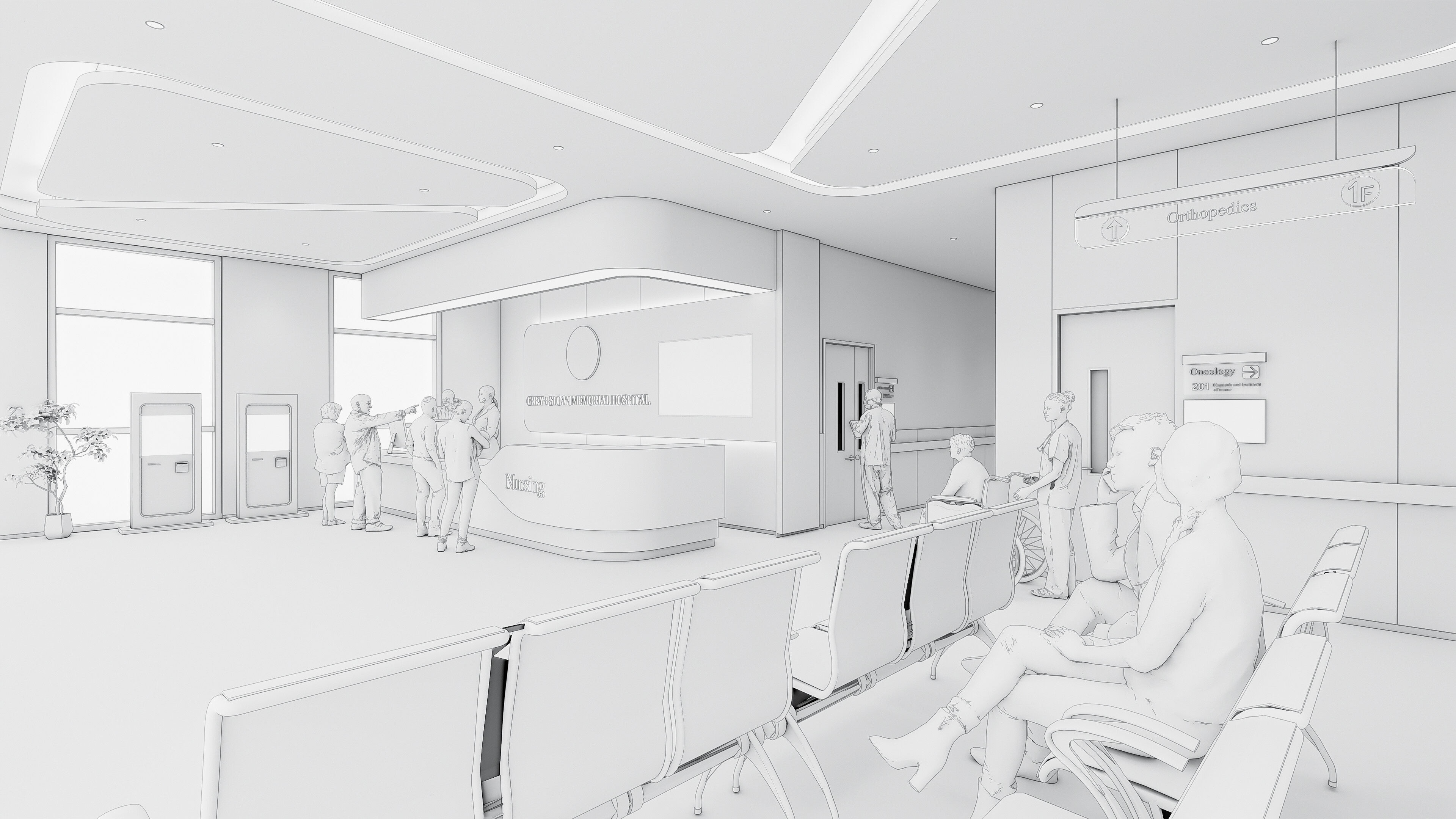 Hospital lobby reception hall 9 3D model_28