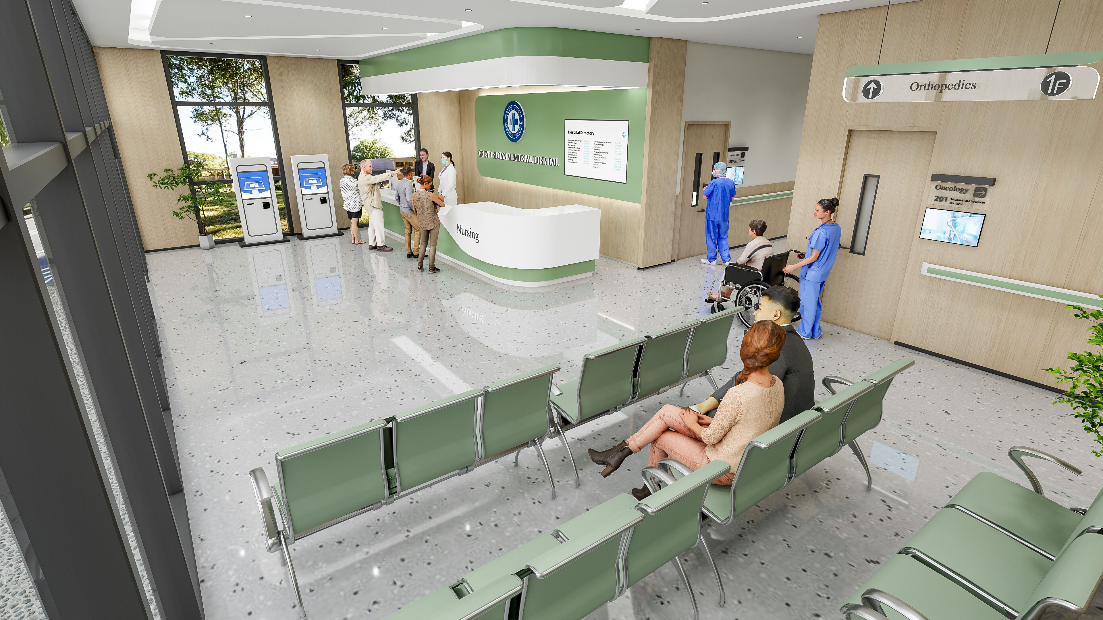 Hospital lobby reception hall 9 3D model_3