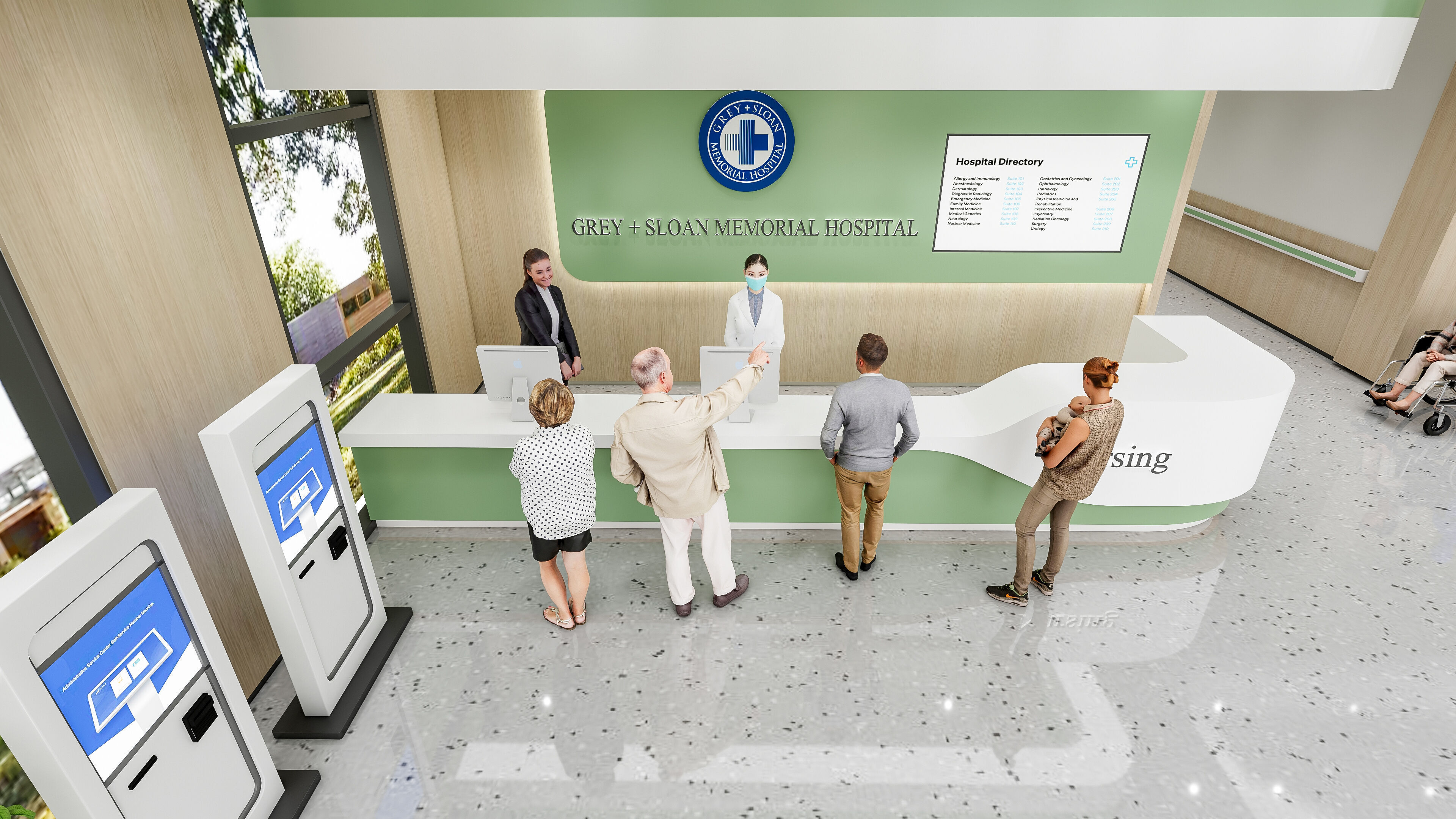 Hospital lobby reception hall 9 3D model_4