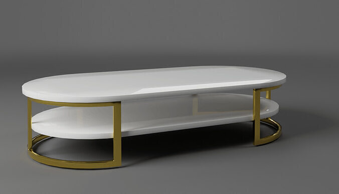 Rounded Coffee Table Low-poly 3D model