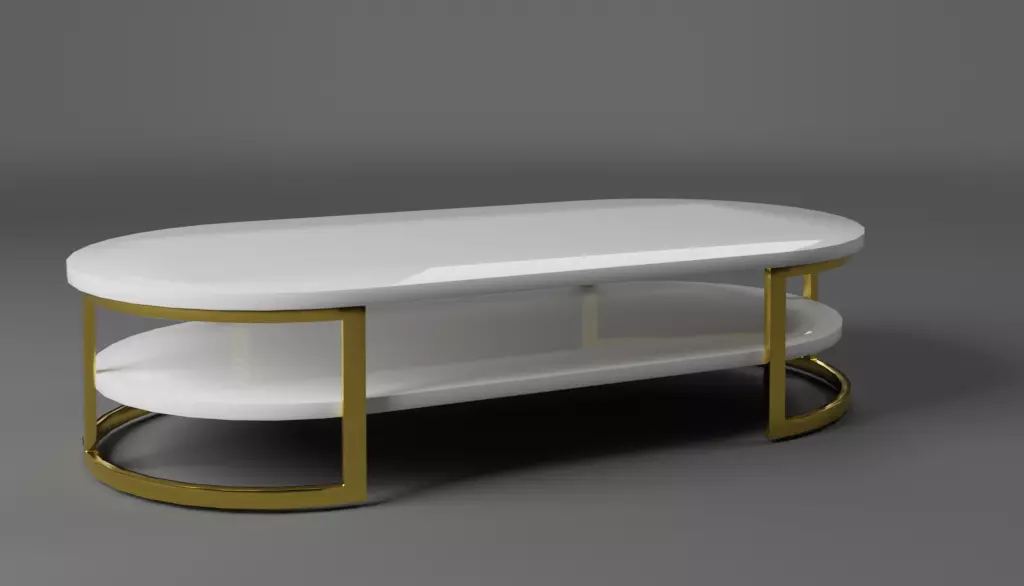 Rounded Coffee Table Low-poly 3D model_0