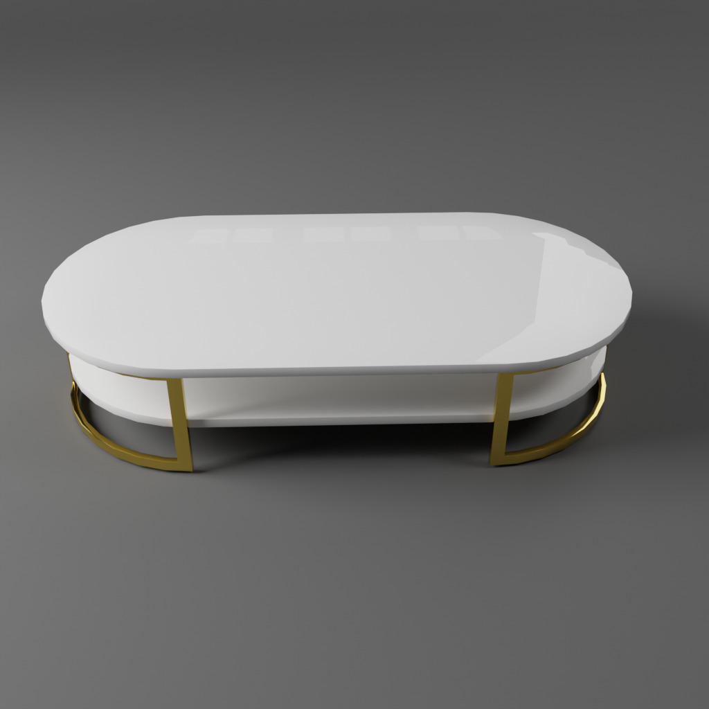 Rounded Coffee Table Low-poly 3D model_4