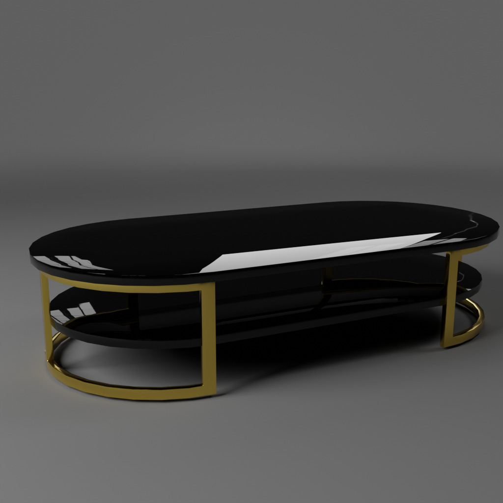 Rounded Coffee Table Low-poly 3D model_6