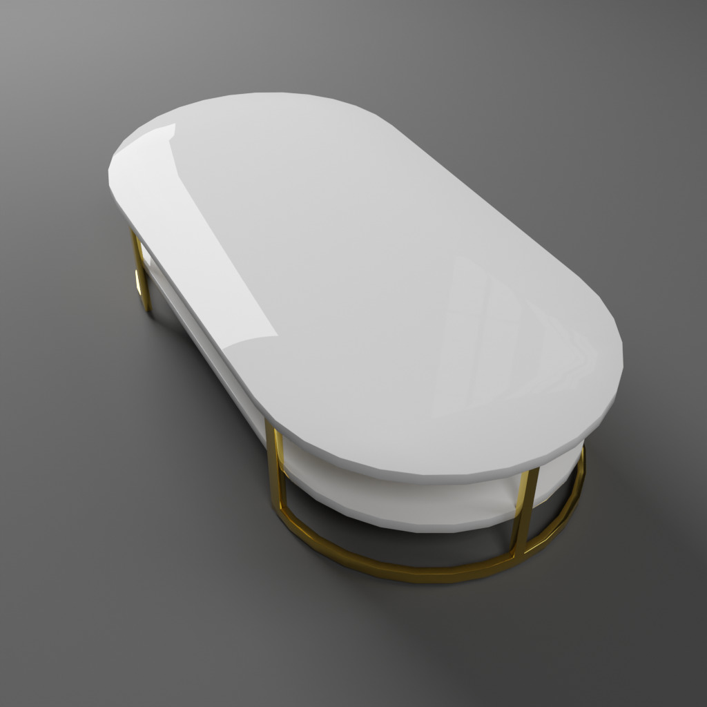 Rounded Coffee Table Low-poly 3D model_3