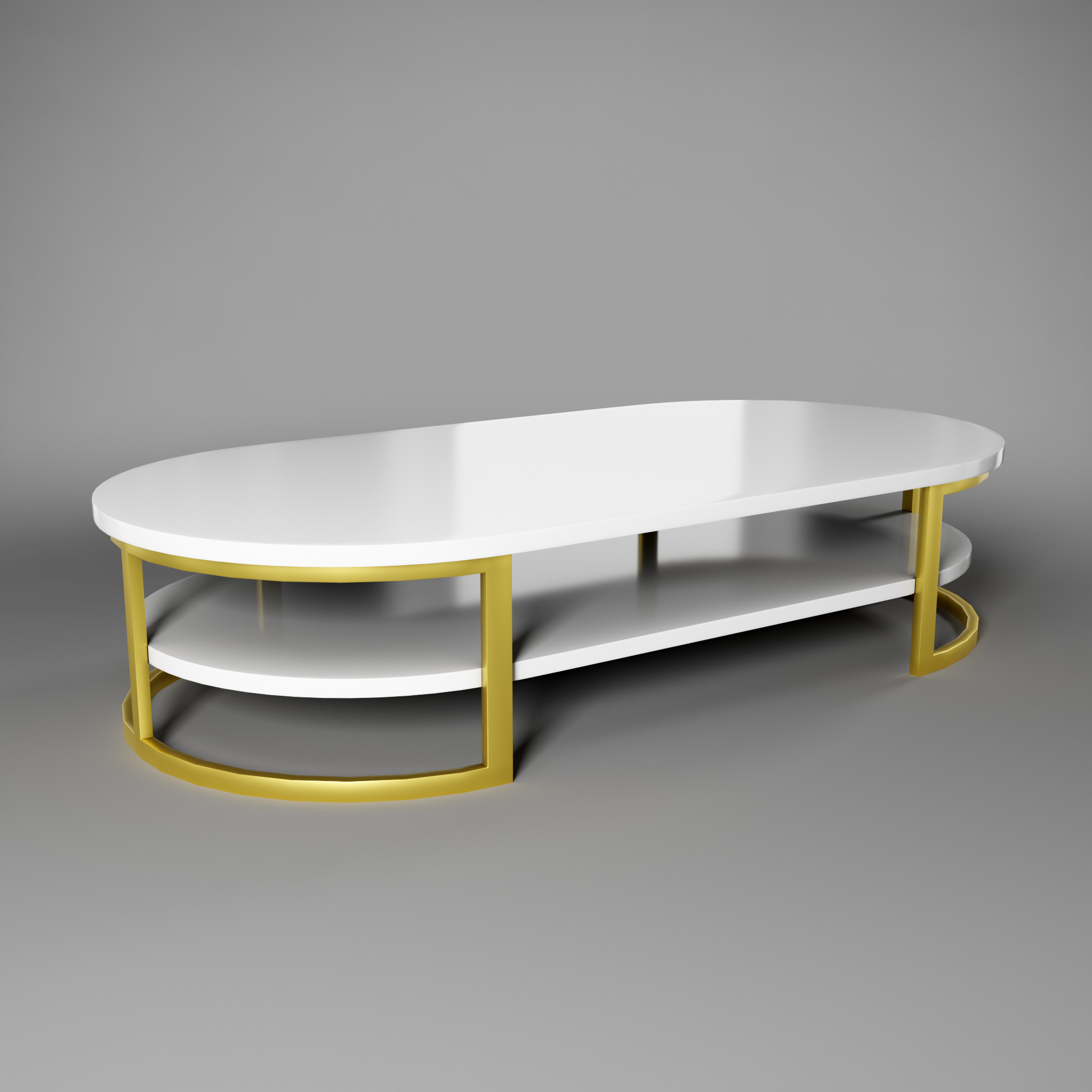 Rounded Coffee Table Low-poly 3D model_7