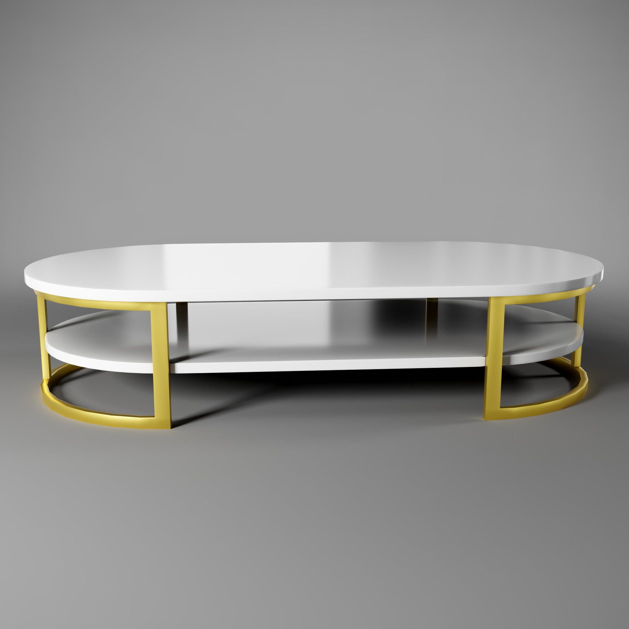 Rounded Coffee Table Low-poly 3D model_8