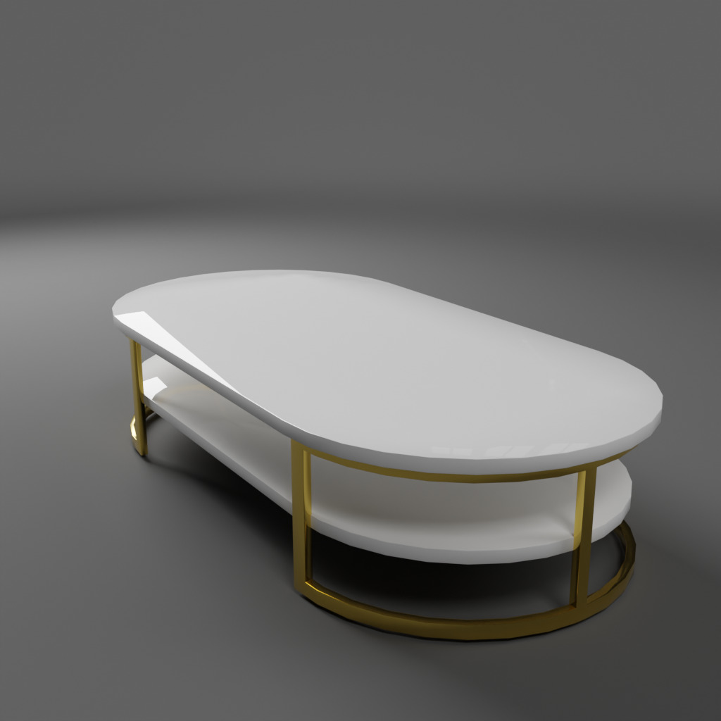 Rounded Coffee Table Low-poly 3D model_2