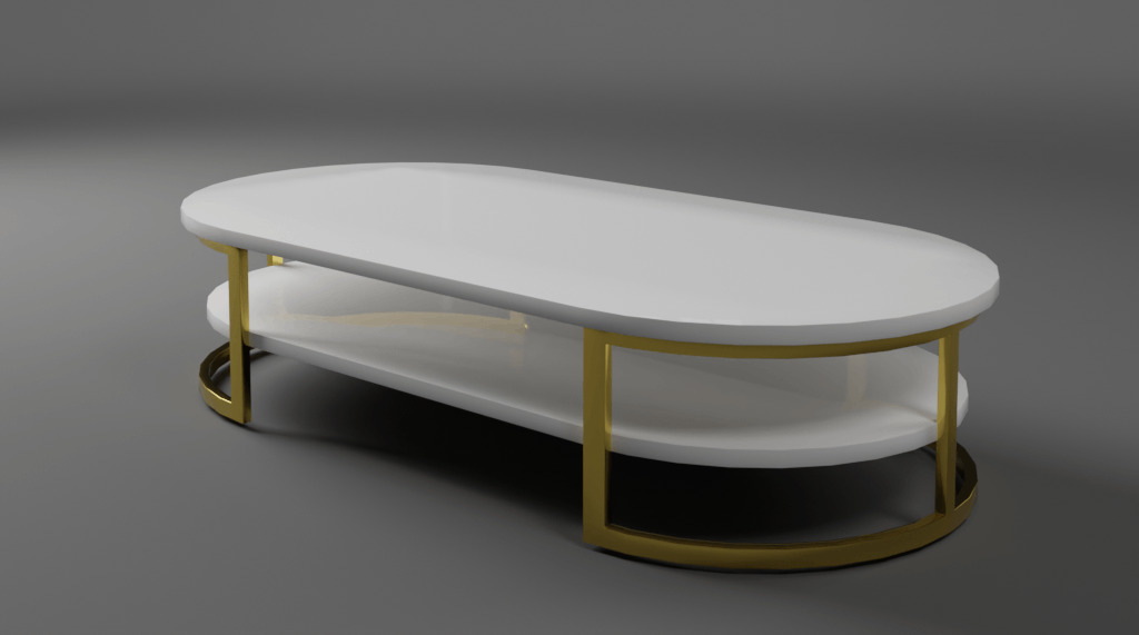 Rounded Coffee Table Low-poly 3D model_1
