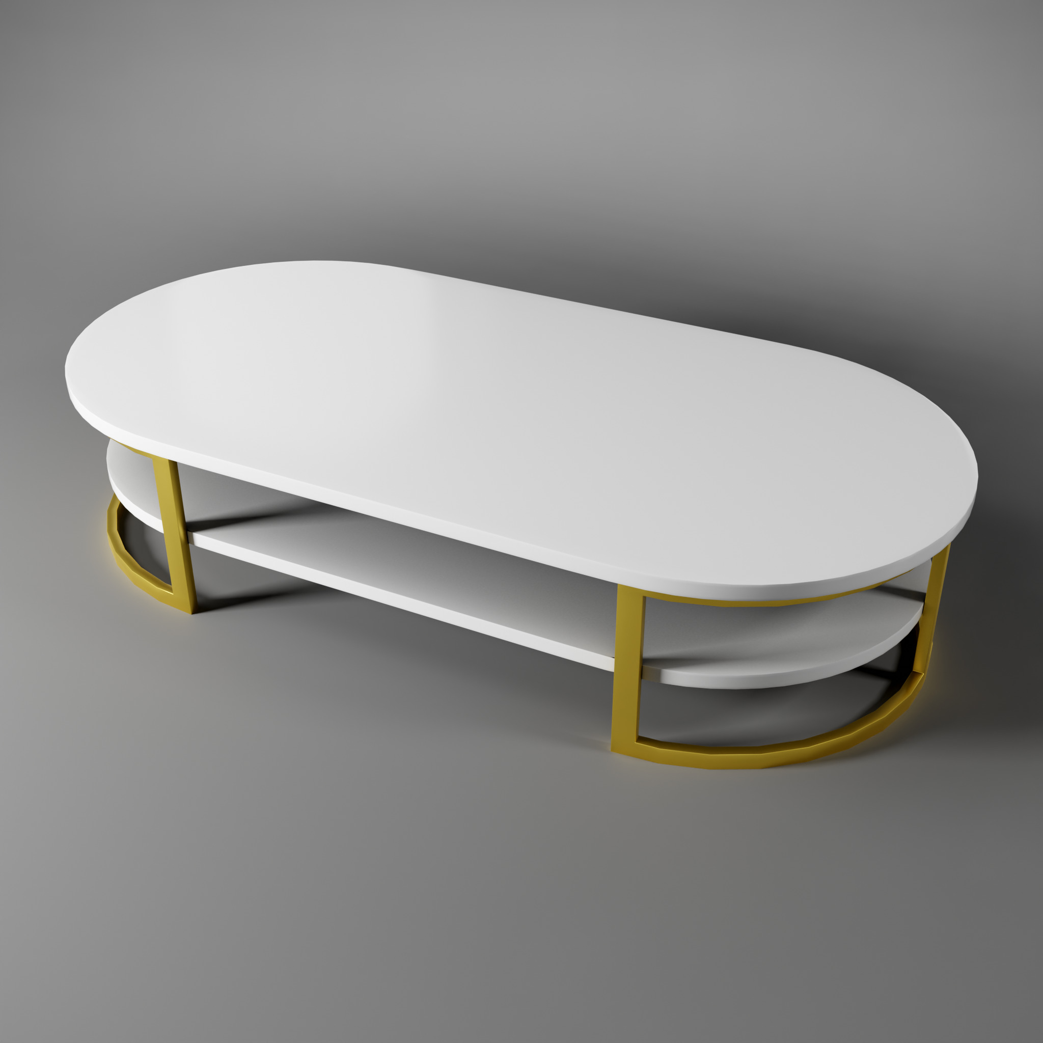 Rounded Coffee Table Low-poly 3D model_9