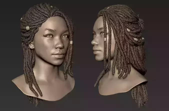 Bust of a Black Woman with Dreadlocks