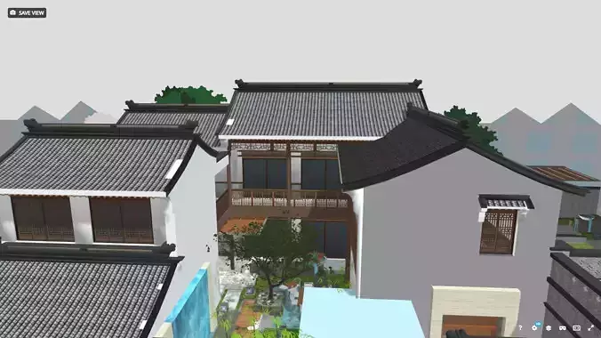 Complete Chinese Garden Courtyard Kit 3D Model Set Oriental 3D model