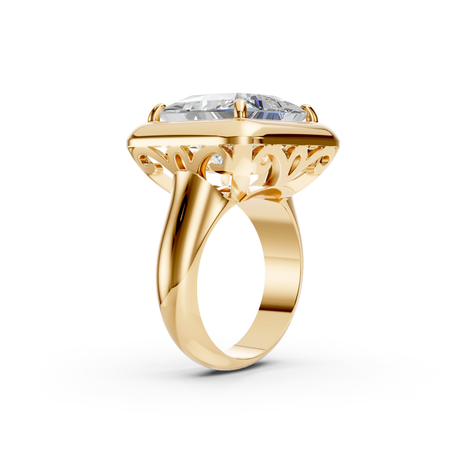 Princess Diamond Ring 3D print model_5