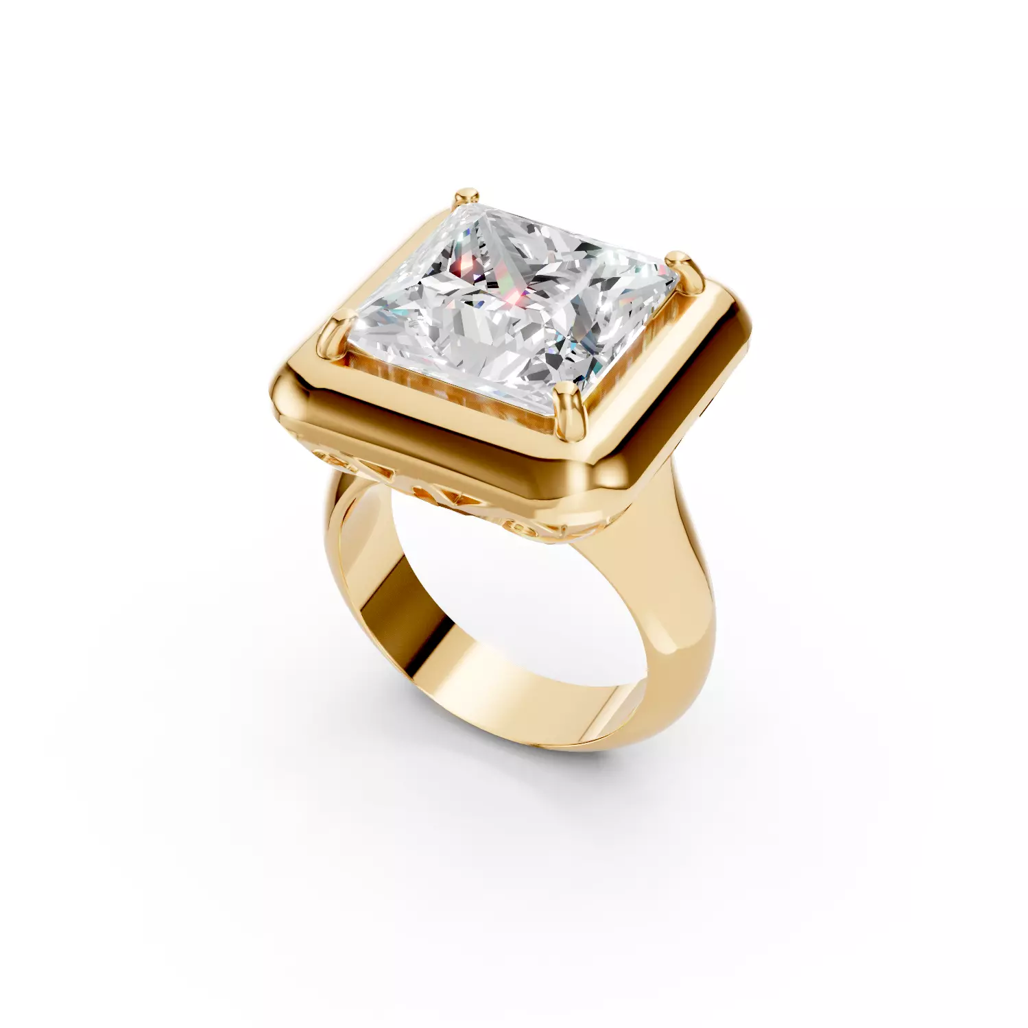 Princess Diamond Ring 3D print model_0