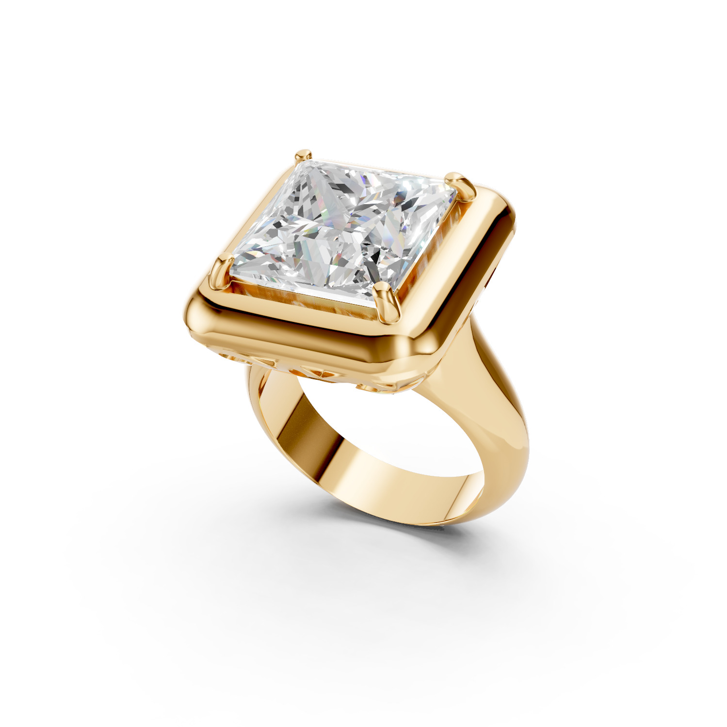 Princess Diamond Ring 3D print model_6