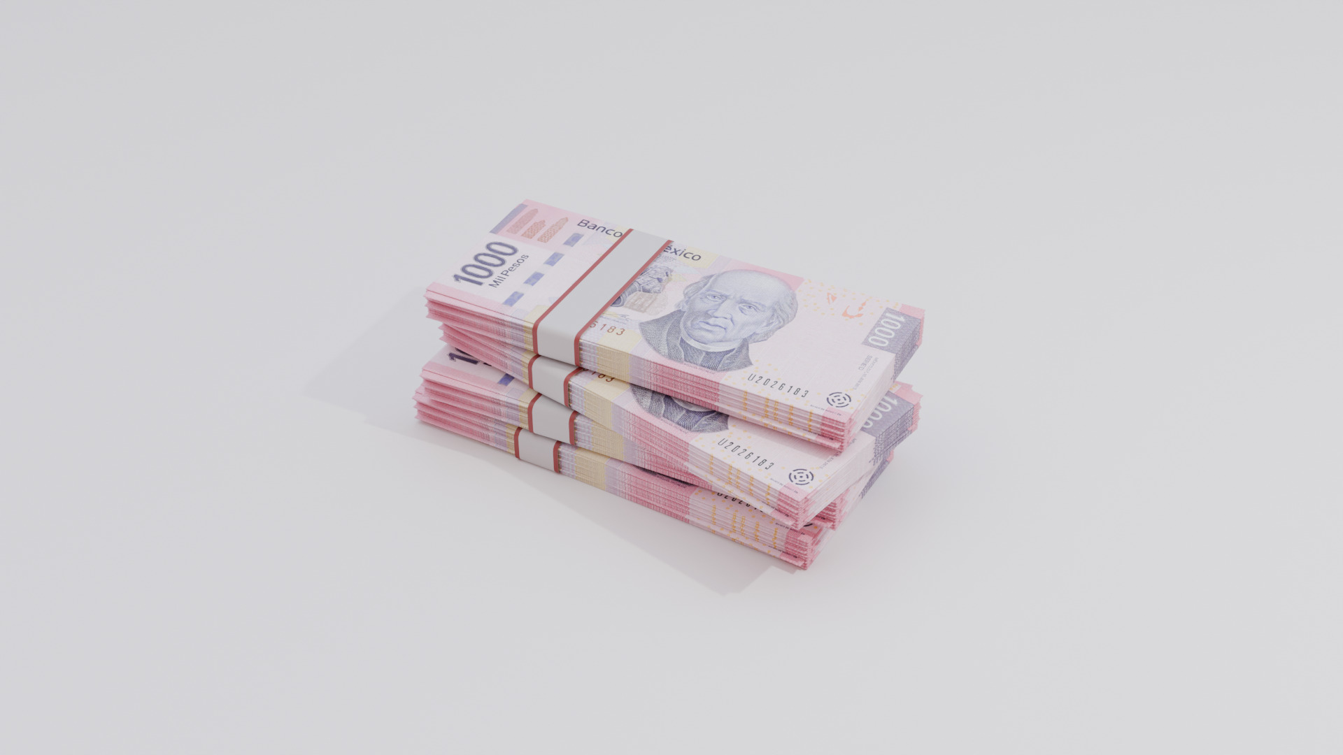 1000 Mexican Peso Currency Low-poly 3D model_4