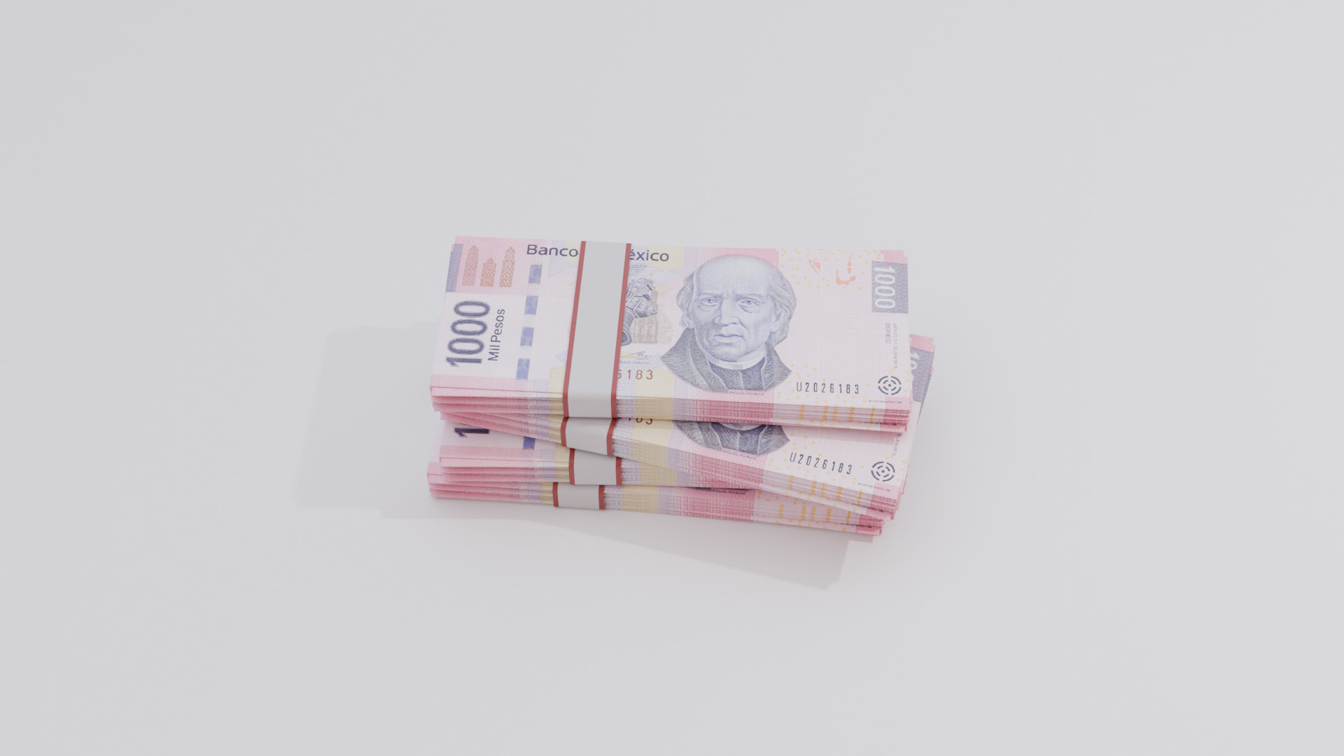 1000 Mexican Peso Currency Low-poly 3D model_3