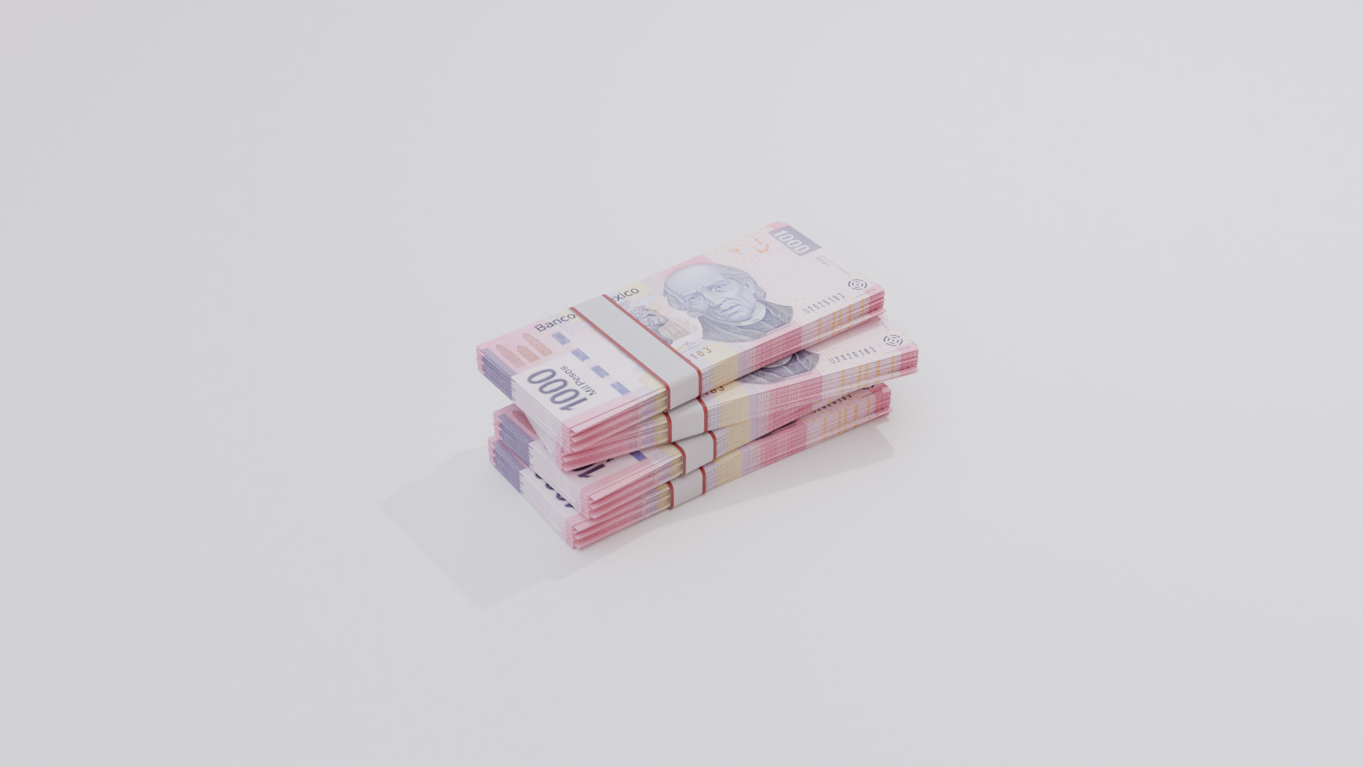 1000 Mexican Peso Currency Low-poly 3D model_2