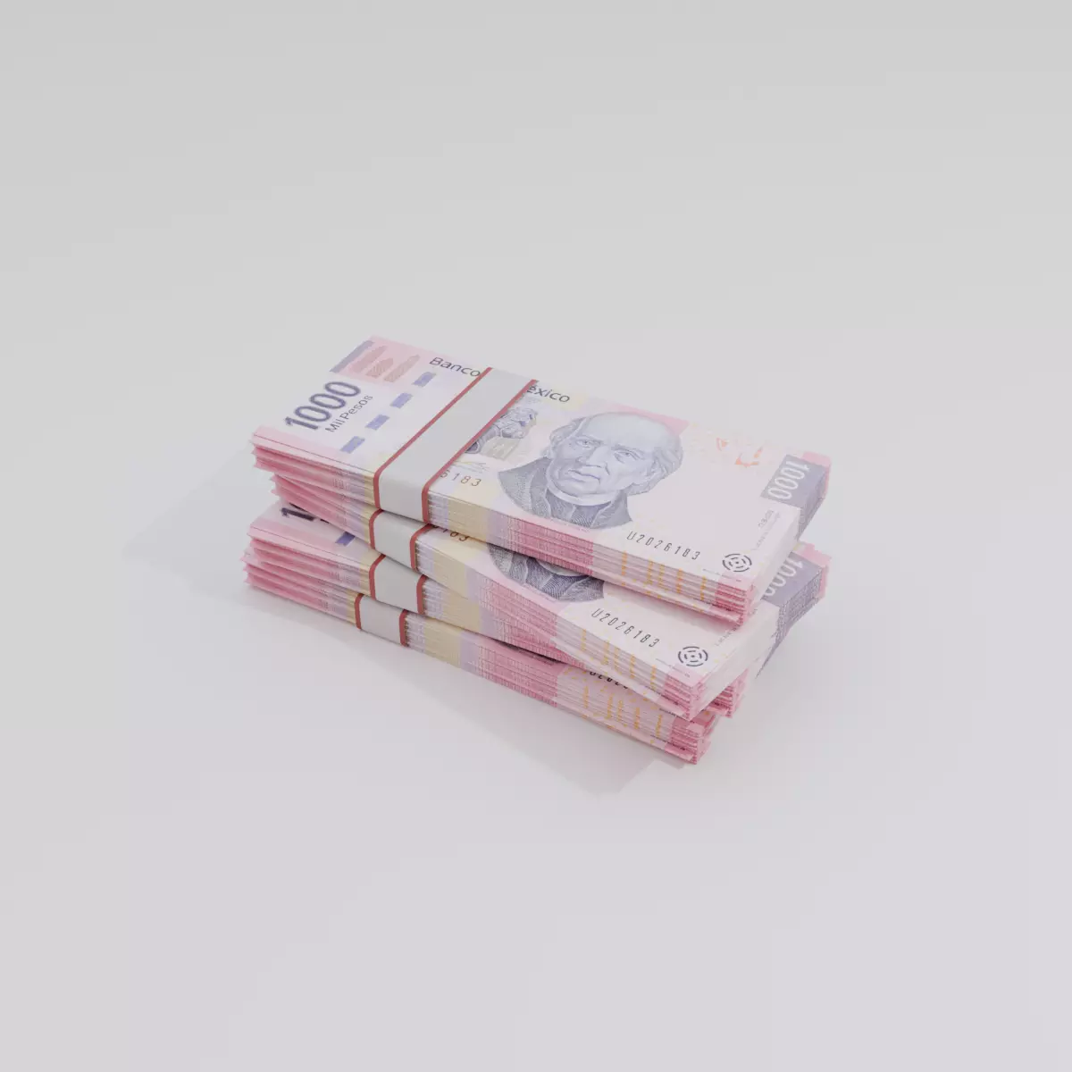 1000 Mexican Peso Currency Low-poly 3D model_0