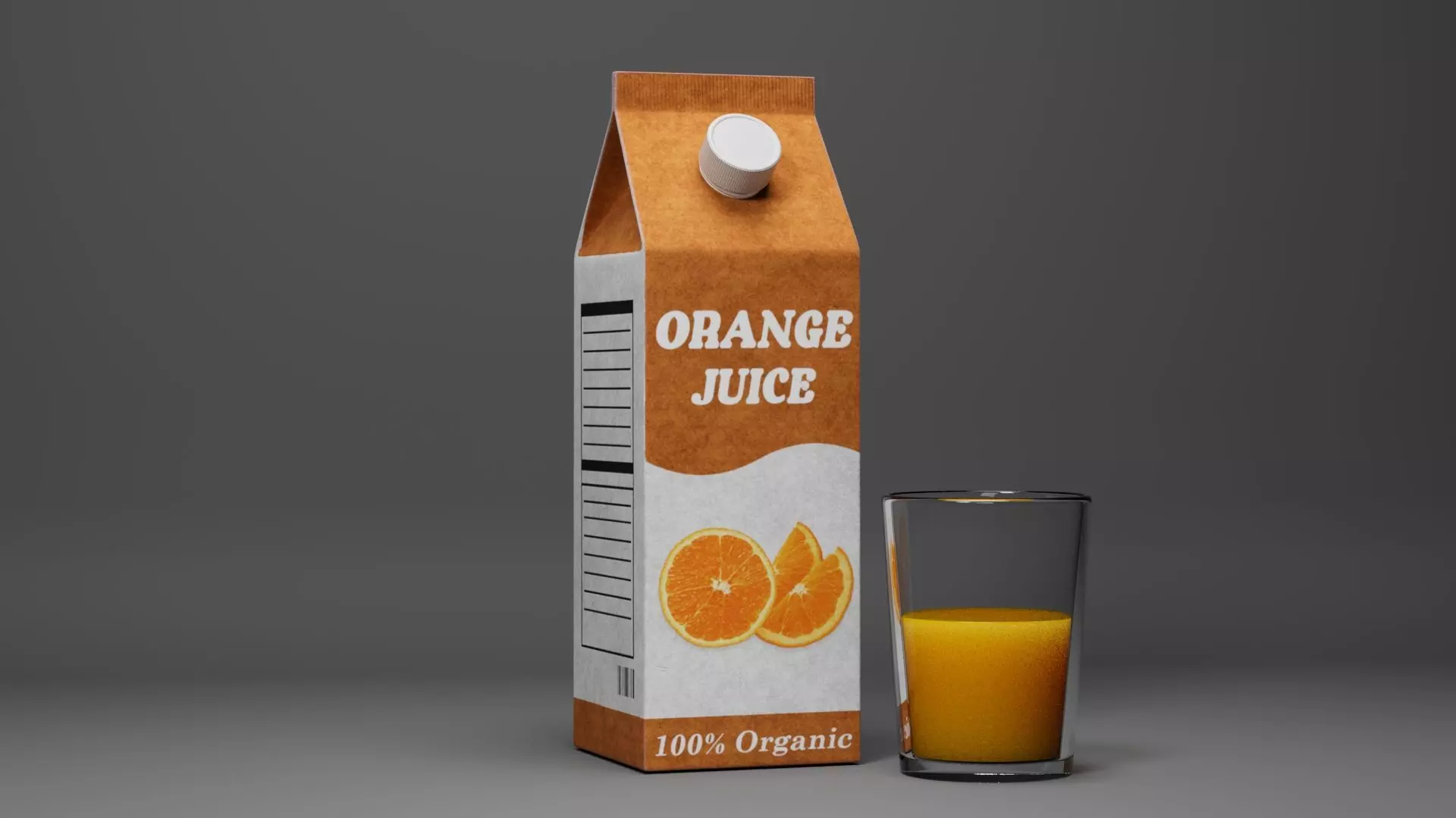 Realistic Orange Juice Carton and Glass 3D Model 3D model_0