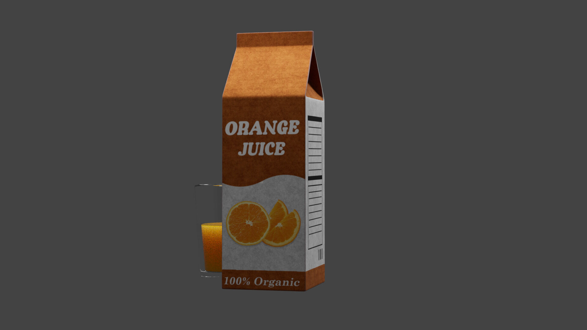 Realistic Orange Juice Carton and Glass 3D Model 3D model_2