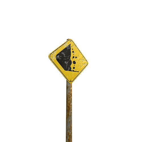 Falling Rocks In Roads Area Warning 3D model 2