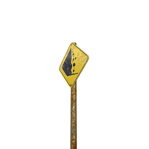 Falling Rocks In Roads Area Warning 3D model 3