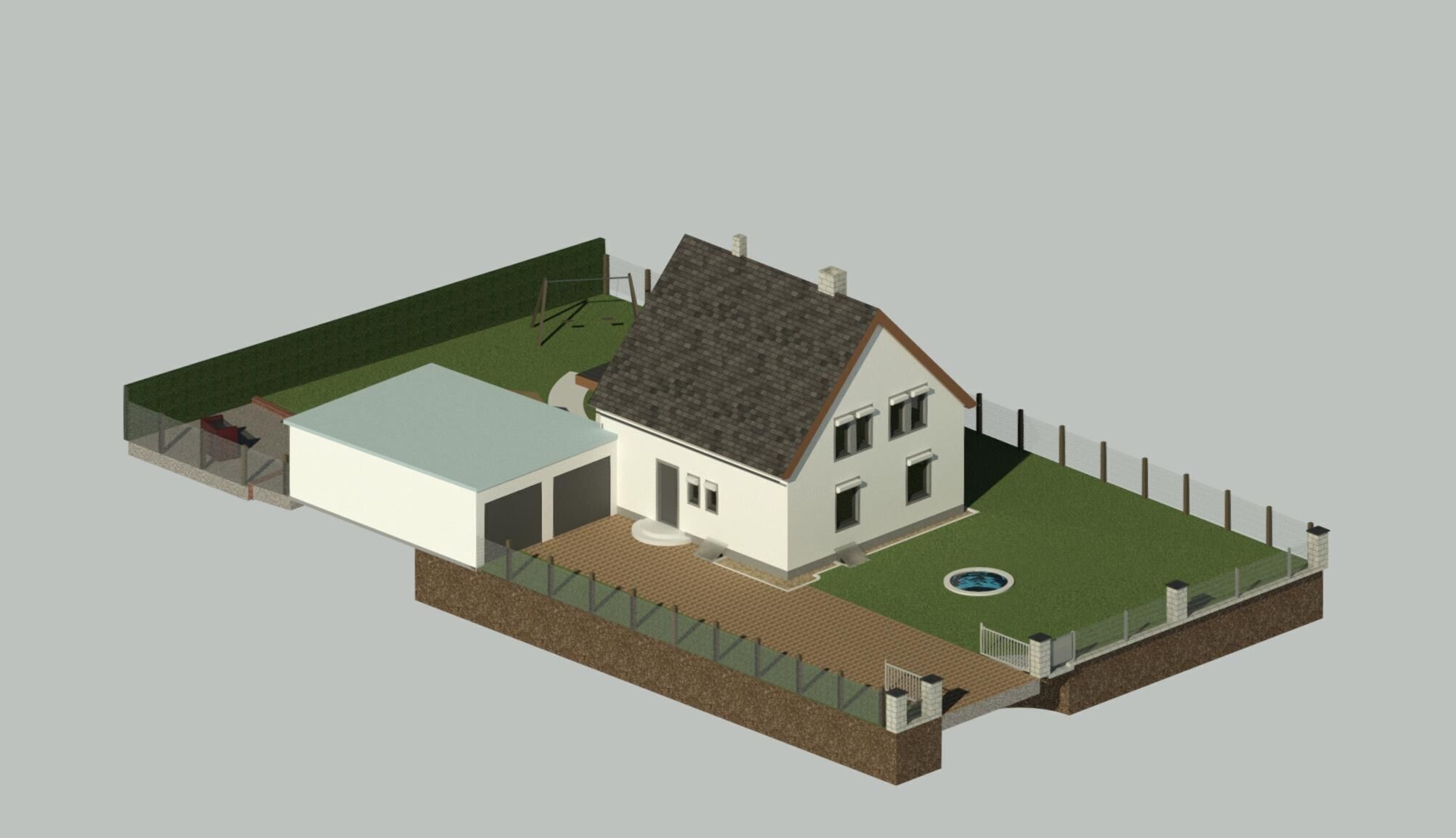 Deutsches Einfamilienhaus mit Garten single-family house German 3D model_2