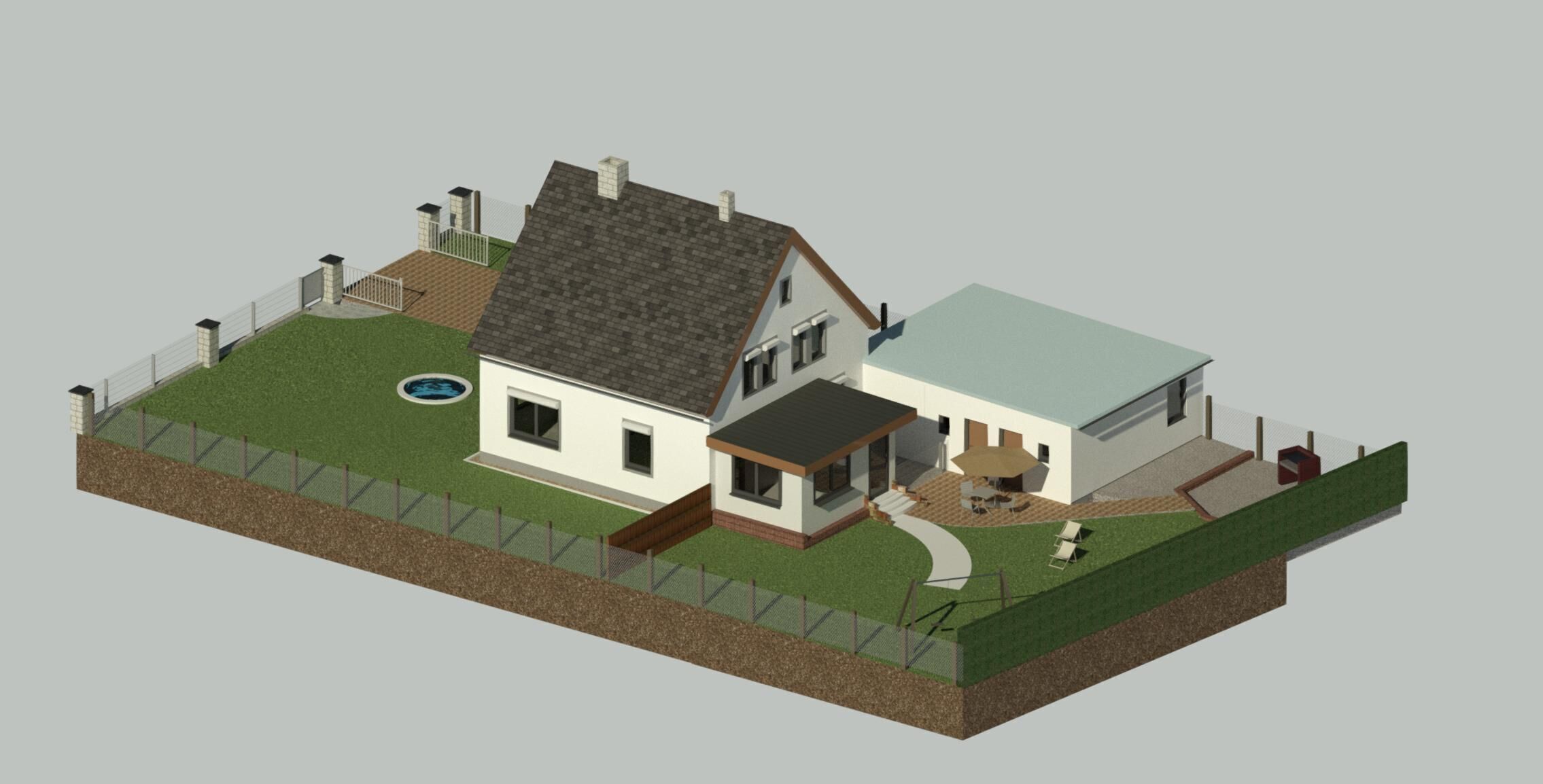Deutsches Einfamilienhaus mit Garten single-family house German 3D model_1