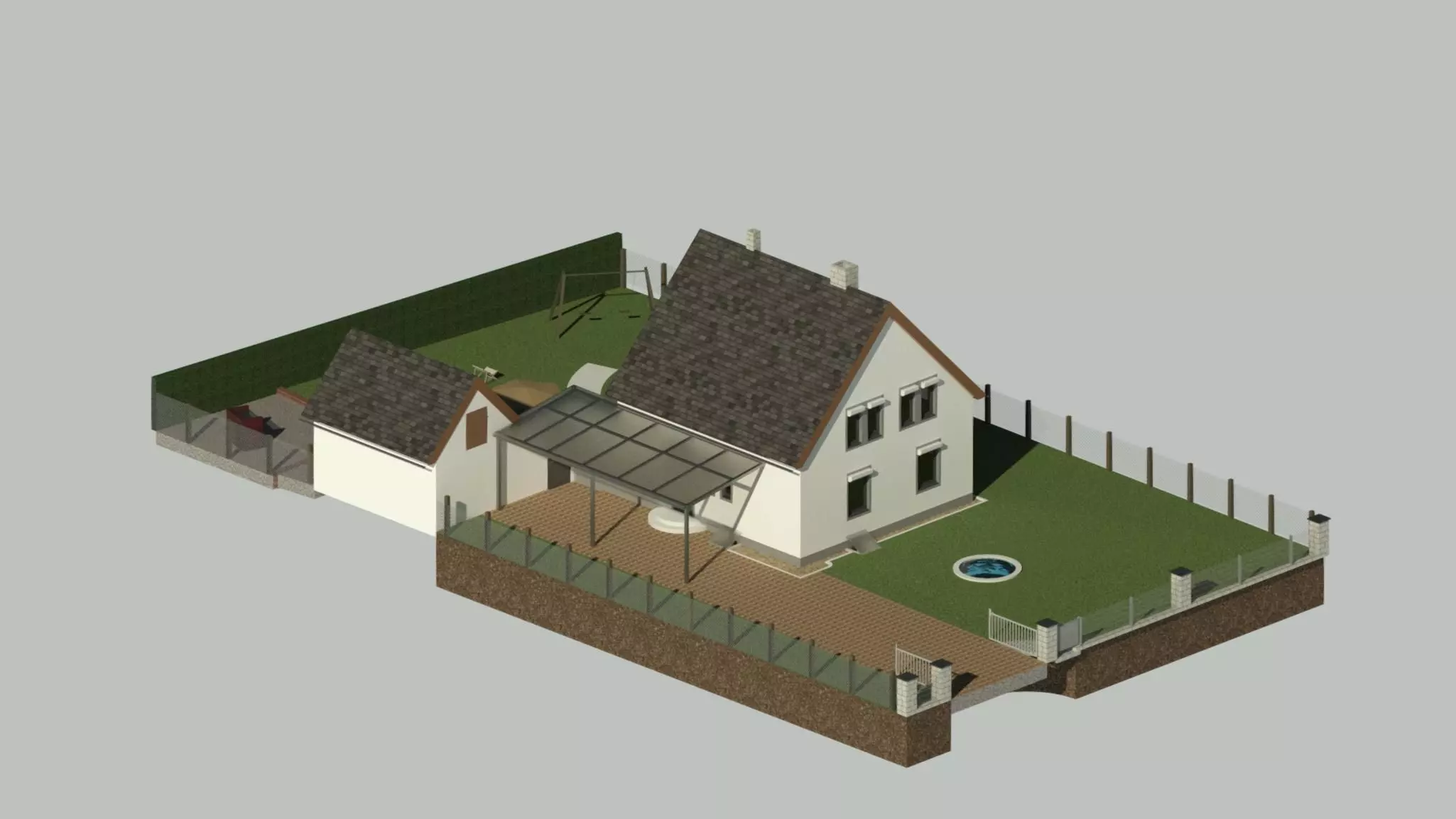 Deutsches Einfamilienhaus mit Garten single-family house German 3D model_0