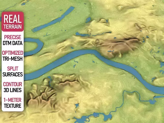 Nanning - Topography Terrain Low-poly 3D model