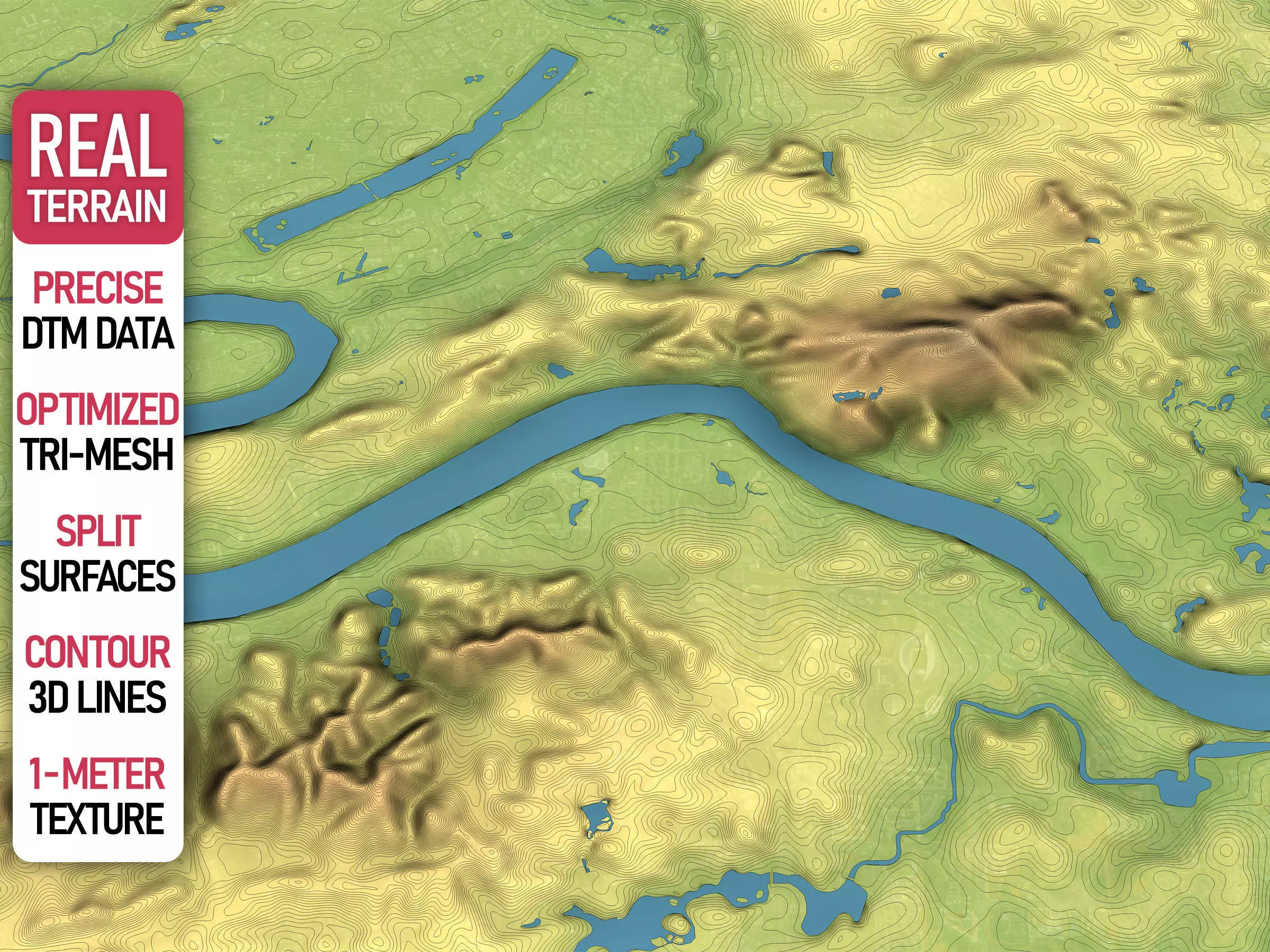 Nanning - Topography Terrain Low-poly 3D model_0