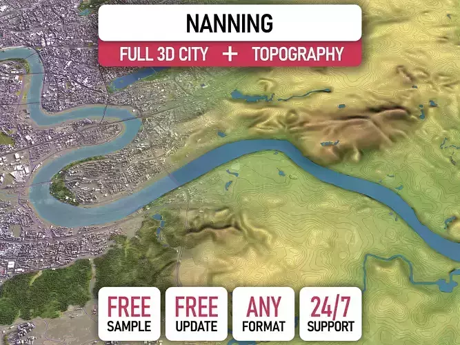 Nanning - Topography Terrain 3D Model 3D Model Collection