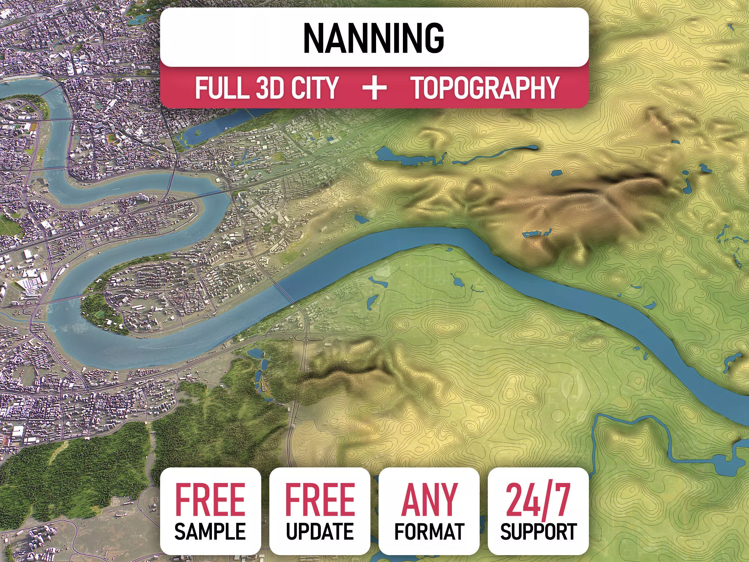 Nanning - Topography Terrain 3D Model 3D Model Collection_0