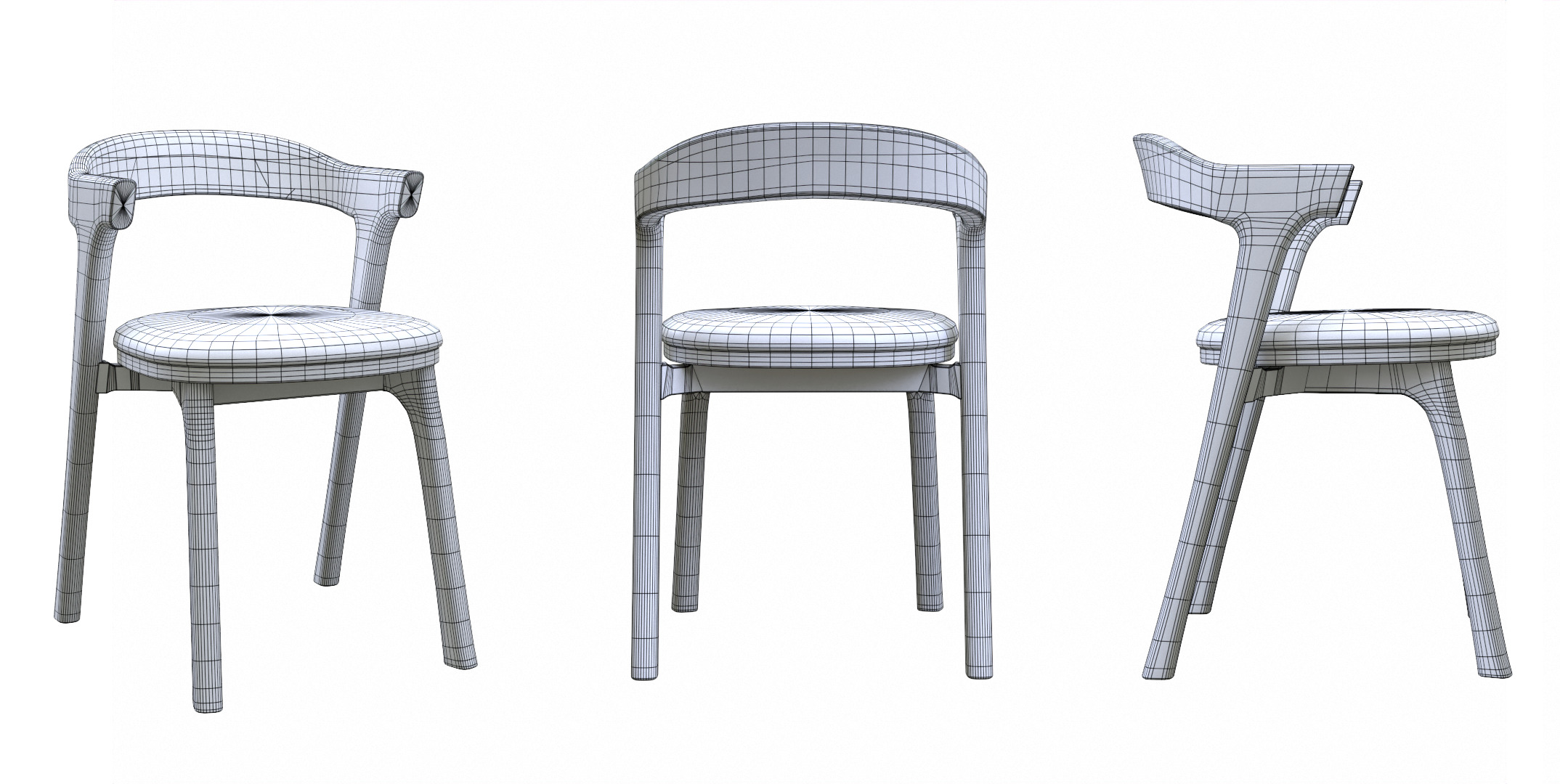 Modern Dining Table Low-poly 3D model_10