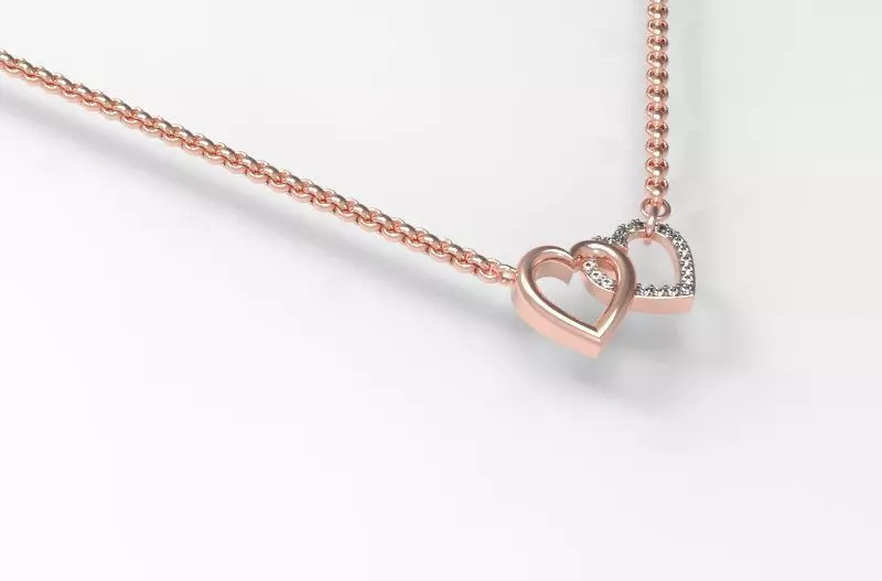 Double Heart Pendant Necklace 3D print model