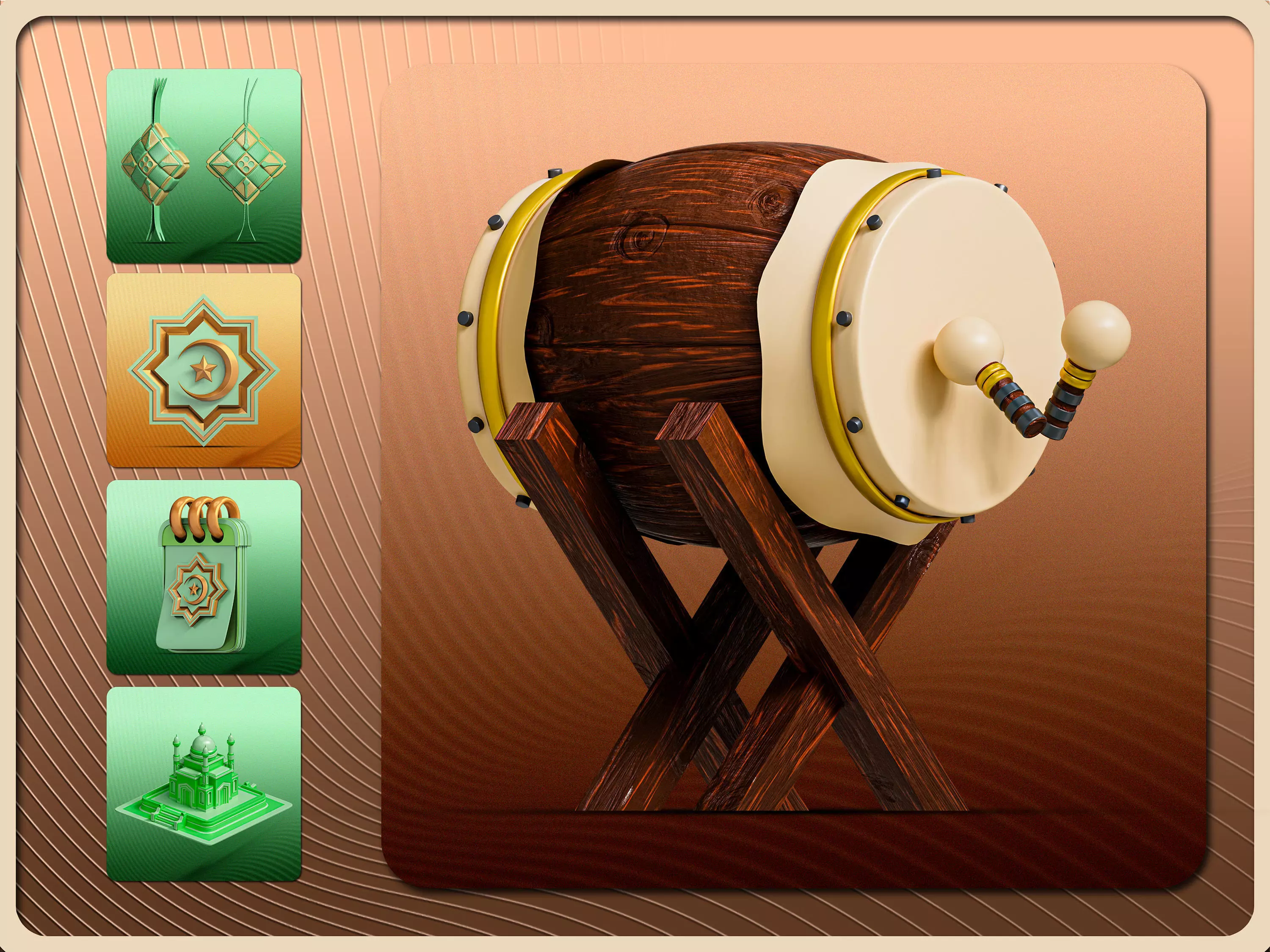 3D Eid al Fitr Icon Set with LODs FBX OBJ GLTF Blend Low-poly 3D model