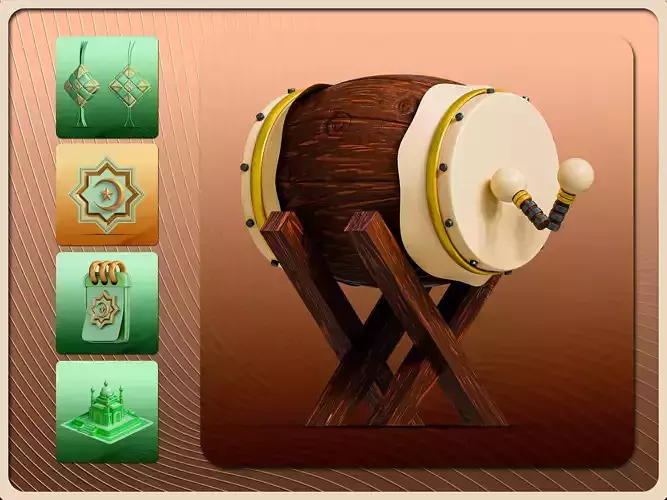 3D Eid al Fitr Icon Set with LODs FBX OBJ GLTF Blend