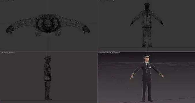 Pilot -  Animated  Character Low-poly 3D model